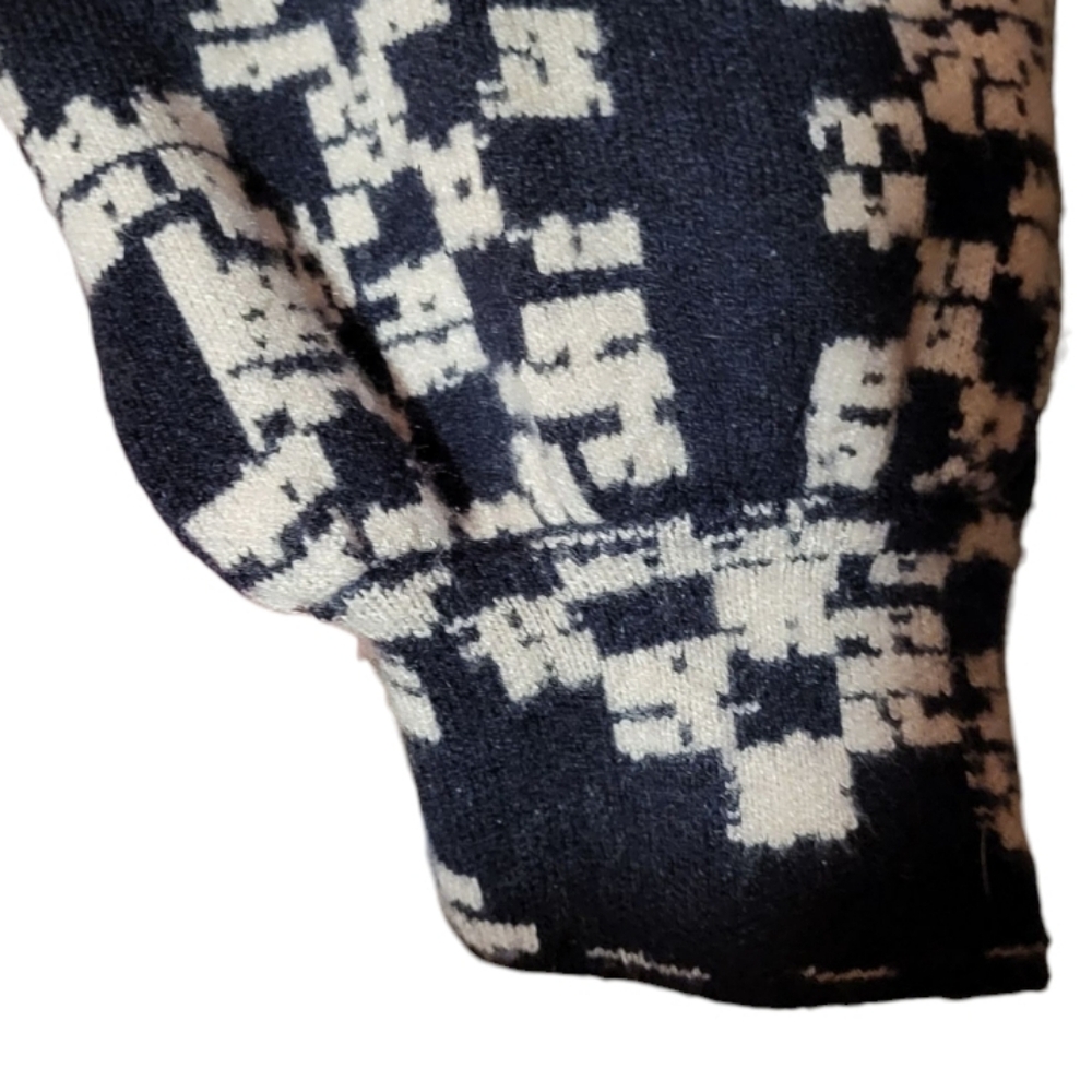 Anthropologie Beatriz Mock Neck Sweater Puff Sleeve Black & White Size  Small - Picture 4 of 7